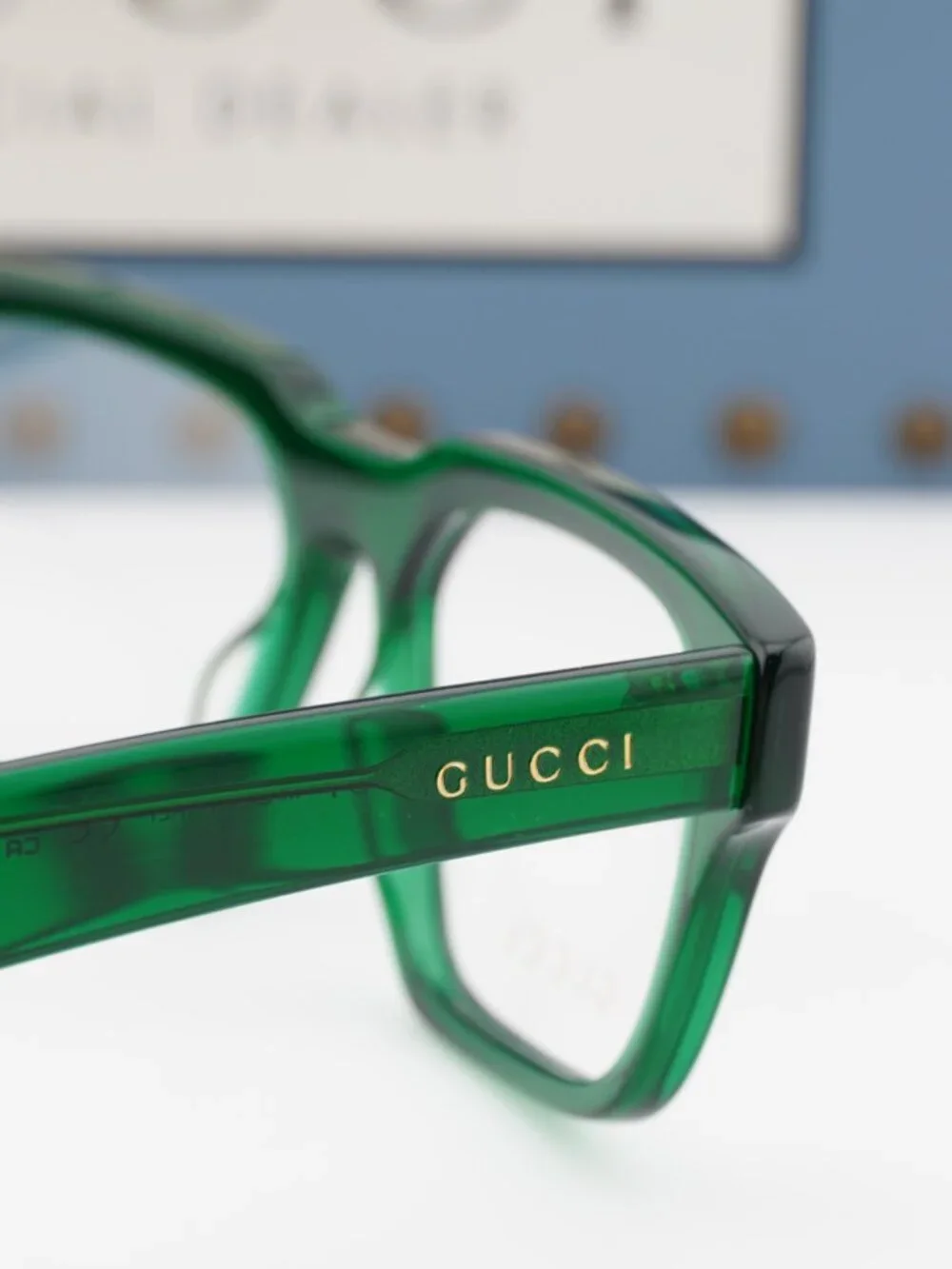 Gucci GG0963O 004 Square Eyeglasses – Transparent Green 53mm